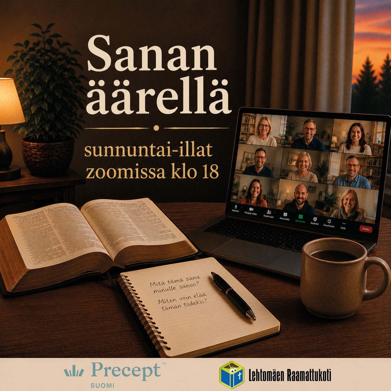 Sanan äärellä -su-illat zoomissa alk. 23.8. klo 18